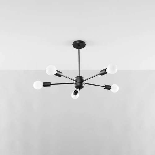 Żyrandol LANGO czarny nowoczesny 5-punktowy do salonu i jadalni industrialny