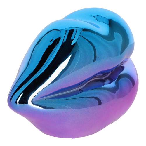 Figurka dekoracyjna usta Intesi ceramiczna opalizująca niebieska do salonu lub na prezent