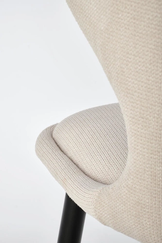 Krzesło tapicerowane Odile beżowe do jadalni i salonu nowoczesne na czarnych nogach Intesi