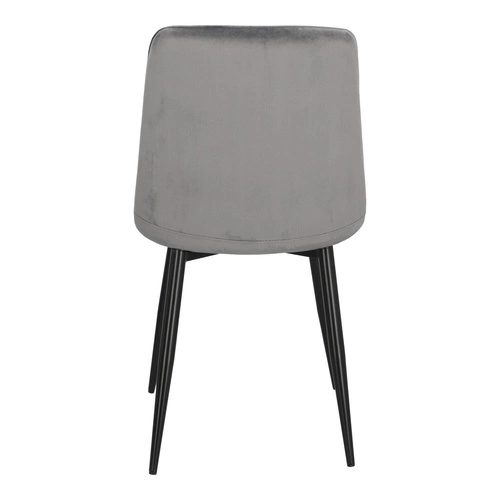 Krzesło do jadalni Plaid Intesi tapicerowane welur szare pikowane glamour czarne nogi
