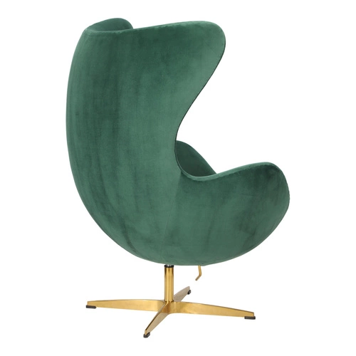 Fotel Jajo Velvet zielony welur obrotowy z funkcją kołyski do salonu na złotej nodze