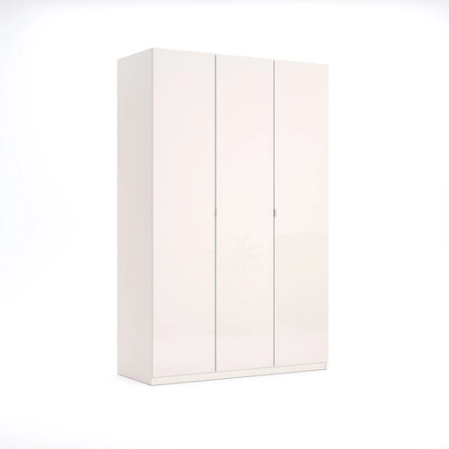 Szafa Lily 3-drzwiowa nowoczesna z półkami i drążkiem do sypialni biała połysk 55 cm