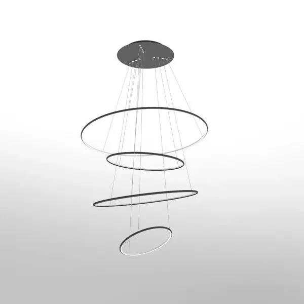 Lampa wisząca Ledowe Okręgi No.4 100cm 4K ściemnialna czarna