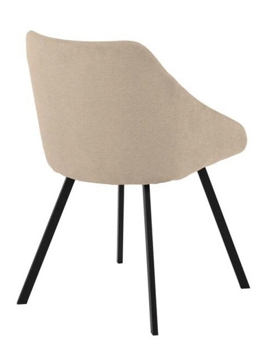 Krzesło tapicerowane Nils Actona do jadalni beżowe nowoczesne kubełkowe na czarnych nogach