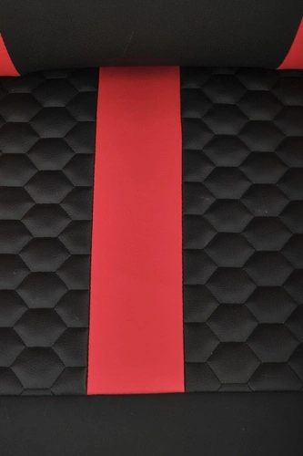 Fotel gamingowy bujany Gamer Intesi nowoczesny czarno-czerwony do pokoju młodzieżowego