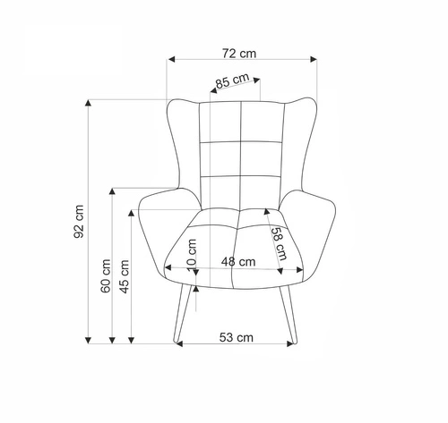 Fotel uszak Wallace musztardowy do salonu nowoczesny tapicerowany tkaniną z podłokietnikami