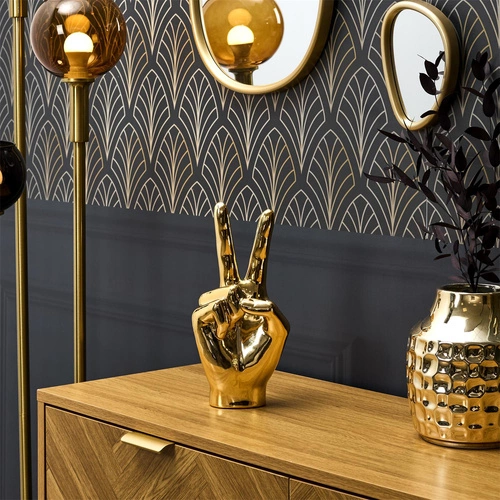 Figurka dekoracyjna Dłoń Victoria Intesi złota ceramiczna do salonu i biura 27 cm