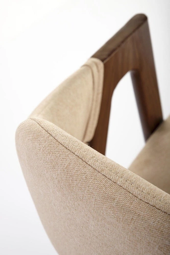 Krzesło tapicerowane Island beżowe z podłokietnikami do jadalni nowoczesne skandynawskie Intesi