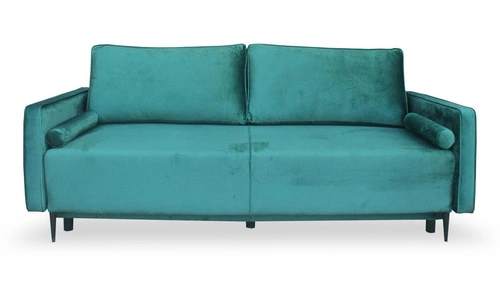 Sofa rozkładana Arosa z funkcją spania do salonu welurowa zielona z pojemnikiem Intesi