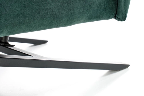 Fotel wypoczynkowy Varis welur zielony glamour do salonu na czarnych nogach