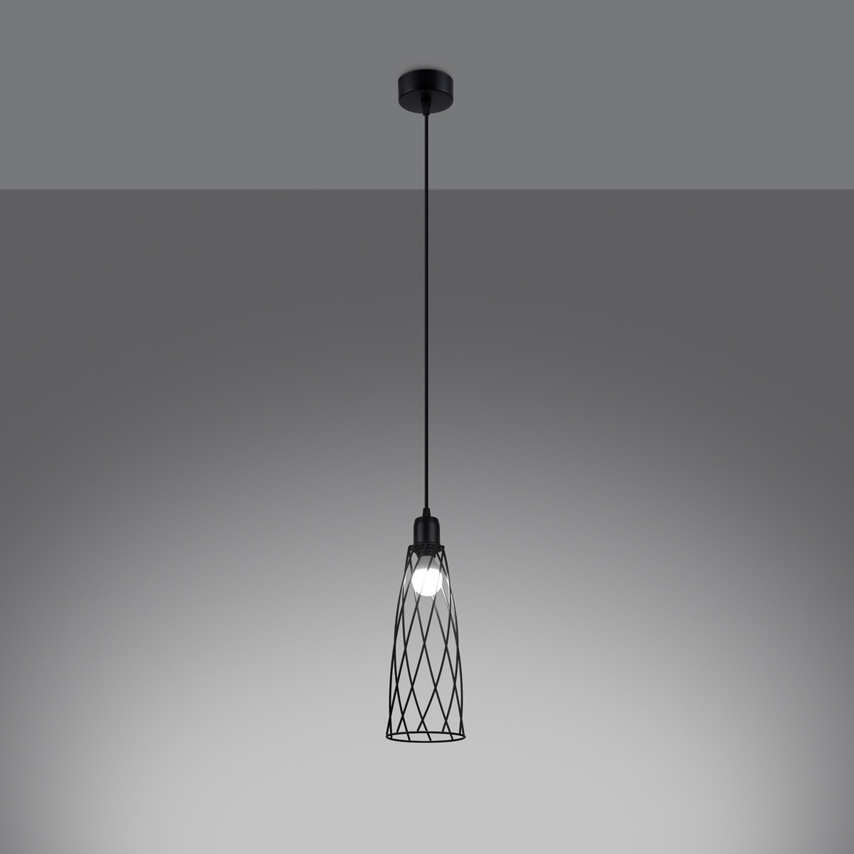 Lampa sufitowa wisząca SUBA 1 czarna industrialna nad stół do salonu SOLLUX LIGHTING