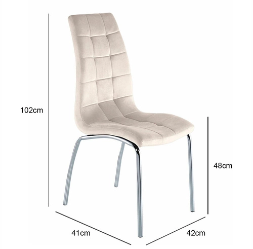 Krzesło Ezara Velvet beżowe/srebrne nogi