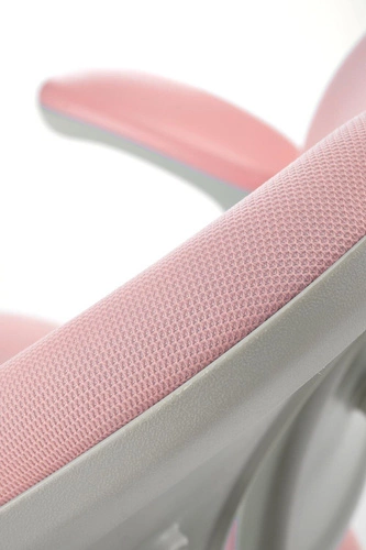 Fotel biurowy ergonomiczny Menara różowy obrotowy z podłokietnikami i podnóżkiem do nauki