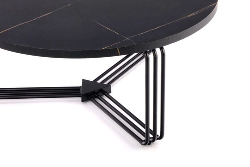 Stolik kawowy Lintica okrągły 80 cm czarny marmur nowoczesny loft do salonu Intesi