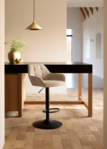 Hoker Nolan tapicerowany piaskowy z oparciem regulowany do kuchni