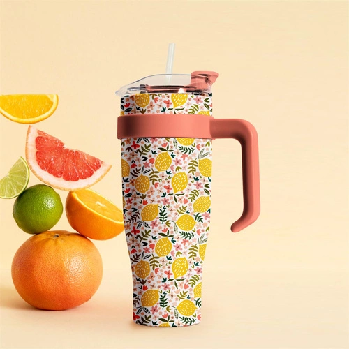 Kubek termiczny Miami Floral żółty