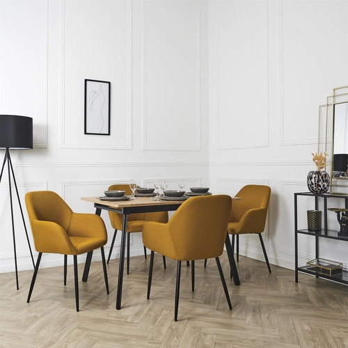 Krzesło tapicerowane Lavia Intesi żółte z podłokietnikami do jadalni i salonu nowoczesne