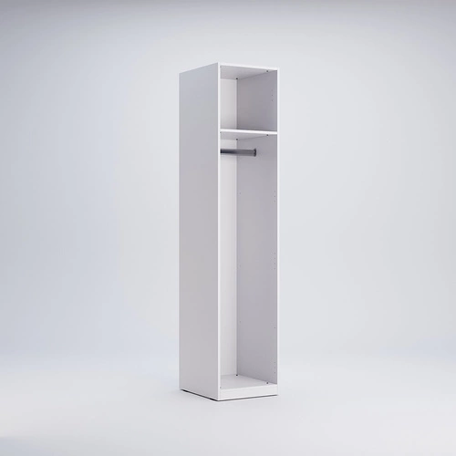 Regał na książki Flory biały połysk 45 cm nowoczesny słupek do salonu lub sypialni