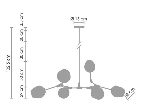 Lampa wisząca MODERN ORCHID 6-punktowa szklana bursztynowa do salonu 130 cm
