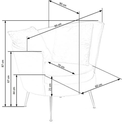 Fotel wypoczynkowy Modin welurowy czarny glamour do salonu z podłokietnikami Intesi