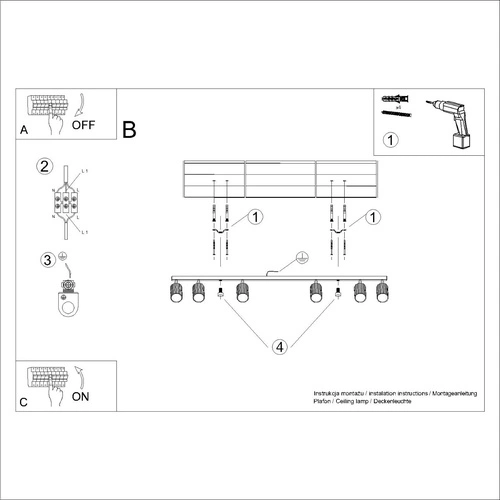 Plafon nowoczesny KARBON 6L złoty aluminiowy glamour ruchomy do salonu i sypialni