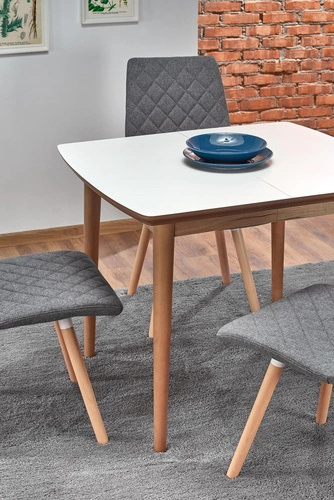 Stół rozkładany do jadalni Terra biały mat dąb nowoczesny loftowy 90-190x80 cm Intesi