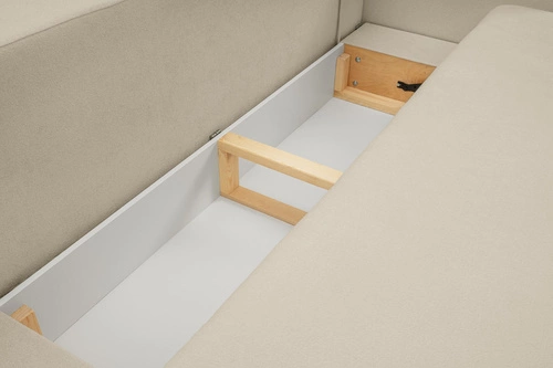 Sofa rozkładana Salby 3 osobowa z funkcją spania i pojemnikiem beżowa do salonu