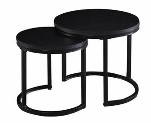 Zestaw 2 okrągłych stolików kawowych Mirra czarny loftowy do salonu nowoczesny Intesi 2w1