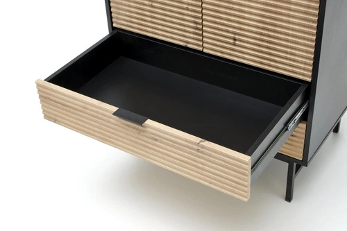 Szafa nowoczesna Nihala dąb artisan czarna z półkami do sypialni głębokość 53 cm