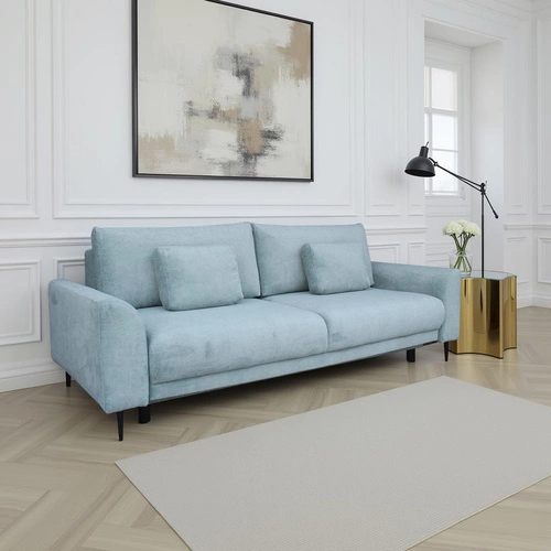 Sofa rozkładana Ferrero 3 osobowa skandynawska z funkcją spania do salonu niebieska