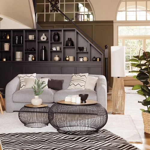 Sofa rozkładana z funkcją spania Guppy 3 osobowa szara jasna aksamitna do salonu skandynawska Atmosphera