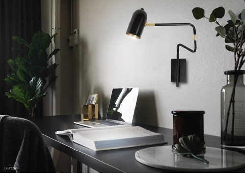 Kinkiet ścienny Hosti czarny nowoczesny metalowy do sypialni i salonu Candellux Lighting