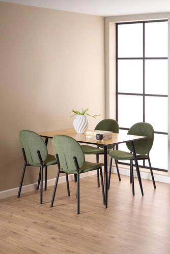 Krzesło Cliff zielone do jadalni nowoczesne tapicerowane na czarnych nogach