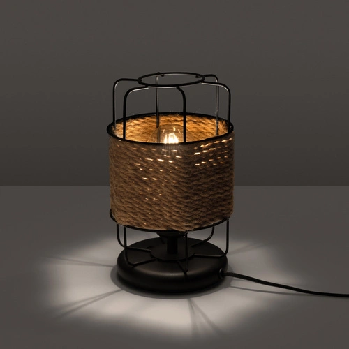 Czarna lampa biurkowa GIZUR metalowa industrialna lampka nocna do sypialni i biura SOLLUX