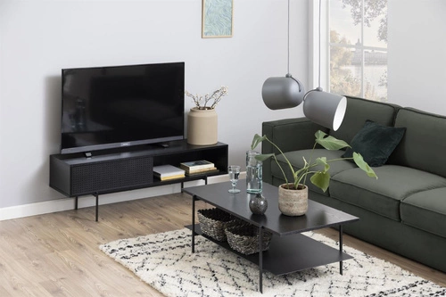 Stolik kawowy Angus czarny prostokątny z półką nowoczesny loftowy do salonu Actona