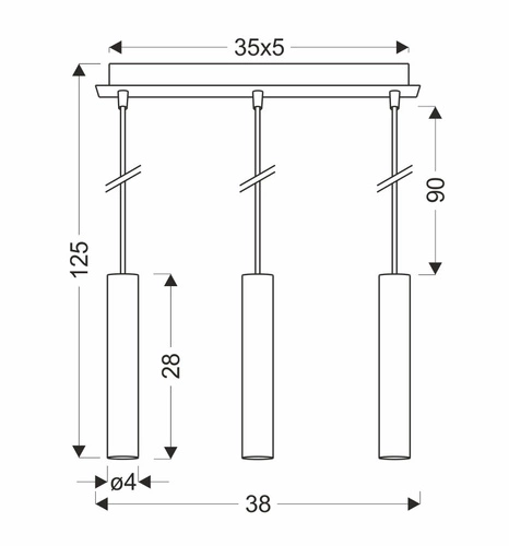 Lampa wisząca Dallas złota 3-punktowa nowoczesna do salonu i nad wyspę Ledea