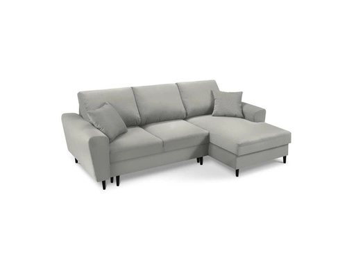 Narożnik z funkcją spania Moghan Light Grey Corduroy Prawostronna kolor nóg czarny