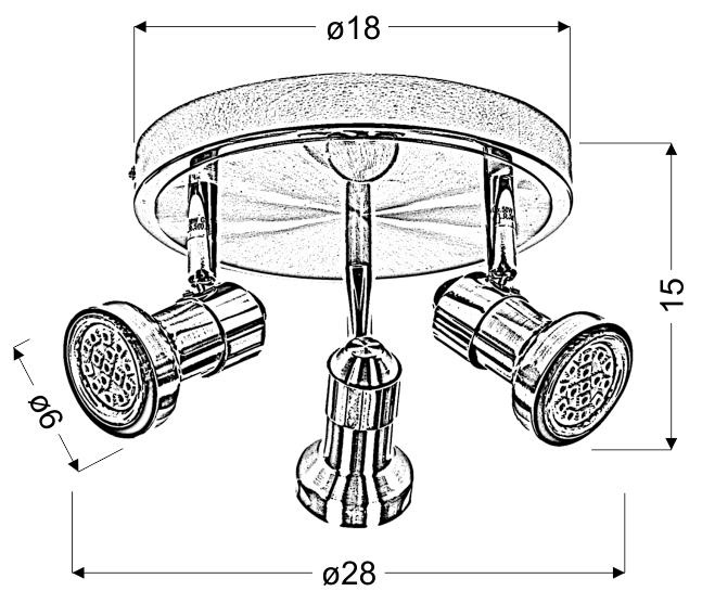 Lampa sufitowa Arkon plafon 3x50W GU10 sat nikiel+chrom bez żarówek