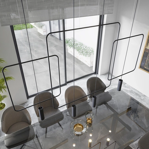 Lampa wisząca RANA 1 czarna nowoczesna do salonu i jadalni nad stół metalowa 175 cm