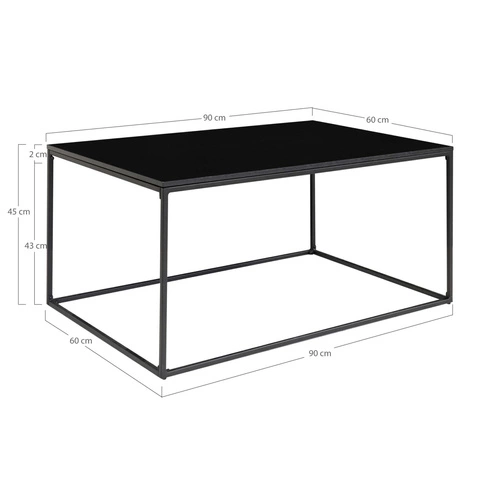 Stolik kawowy Vita prostokątny czarny loftowy 60x90 cm do salonu nowoczesny Intesi