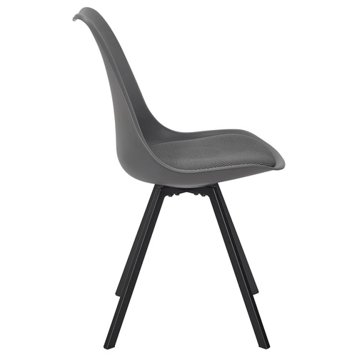 Krzesło tapicerowane Atom Intesi szare do jadalni i salonu nowoczesne na metalowych nogach