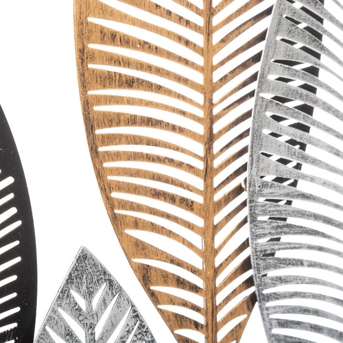 Dekoracja ścienna metalowa Leaves Atmosphera loftowa ozdoba na ścianę do salonu 65x37 cm