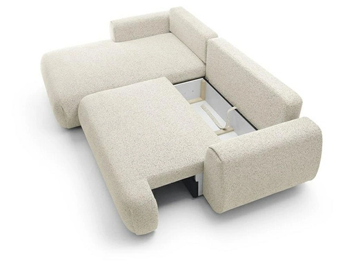 Narożnik z funkcją spania lewy Ljung beżowy nowoczesny z pojemnikiem do salonu Intesi