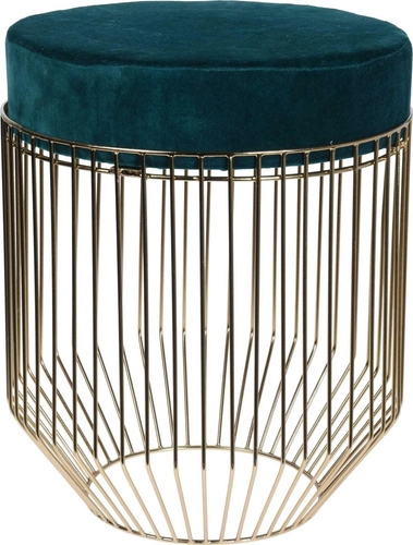 Pufa Intesi Cherrys Velvet złoto niebieska okrągła ze schowkiem do przedpokoju glamour