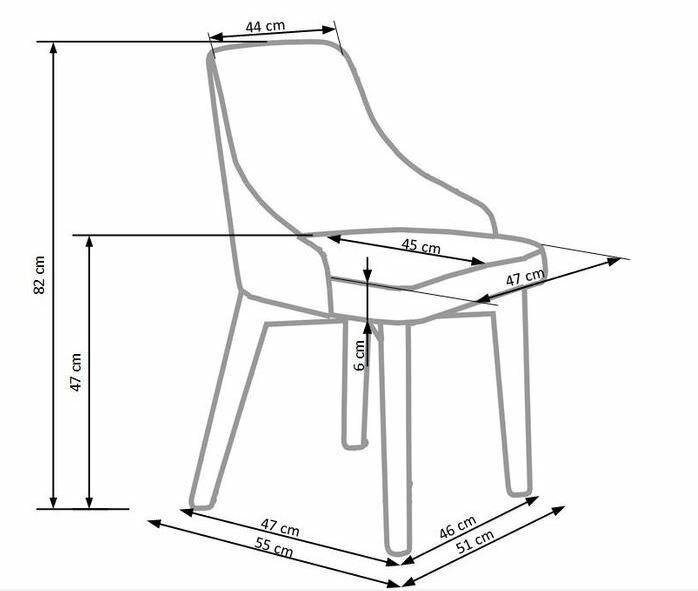 Krzesło tapicerowane Arman szare skandynawskie do jadalni i salonu na białych nogach Intesi