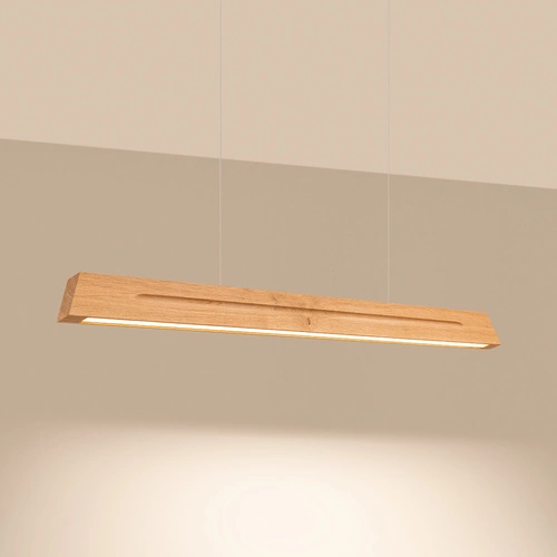 Lampa wisząca LED SKOG 120 z drewna dębowego do jadalni i salonu z funkcją ściemniania