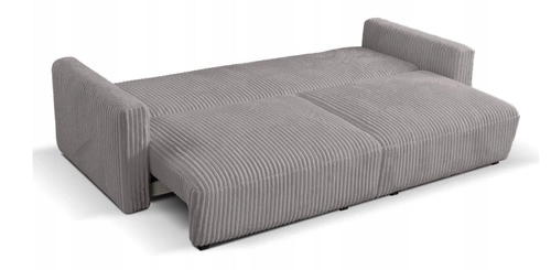 Sofa rozkładana z funkcją spania Loppie sztruksowa szara jasna do salonu nowoczesna