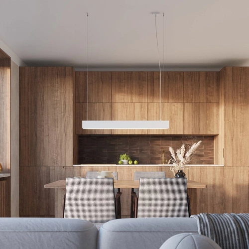 Nowoczesna lampa wisząca SPARK biała regulowana do salonu, kuchni lub nad wyspę 100 cm