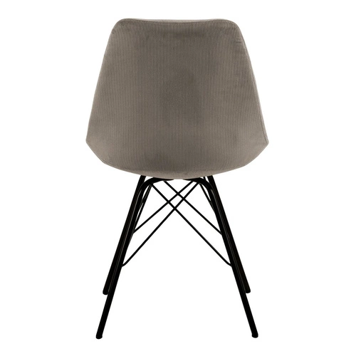 Krzesło tapicerowane Eris szare sztruks skandynawskie do jadalni i salonu na czarnych nogach