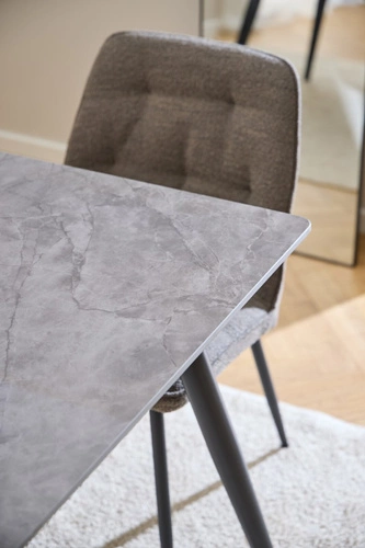 Stół do jadalni Wicklow 140x80 szary ceramiczny blat nowoczesny na czarnych nogach Actona